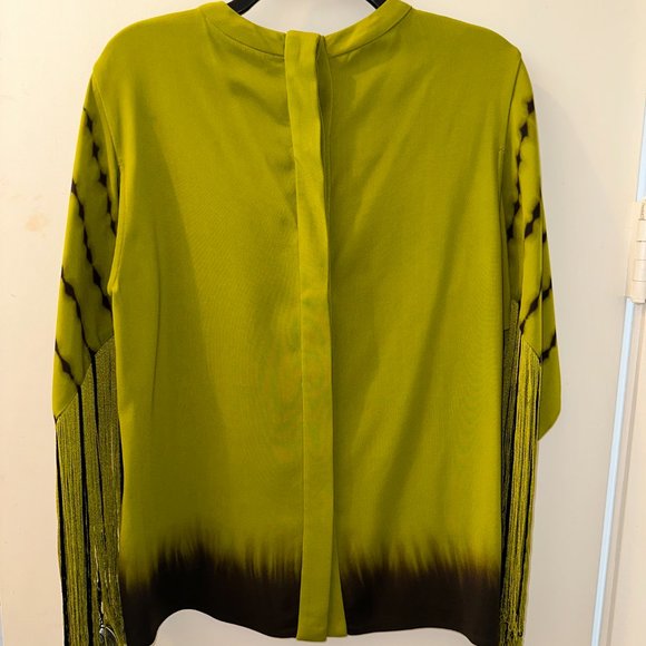 NWT- Proenza Shouler Tie-dye Fringe-sleeve Top In Chartreuse Multi - Picture 8 of 10